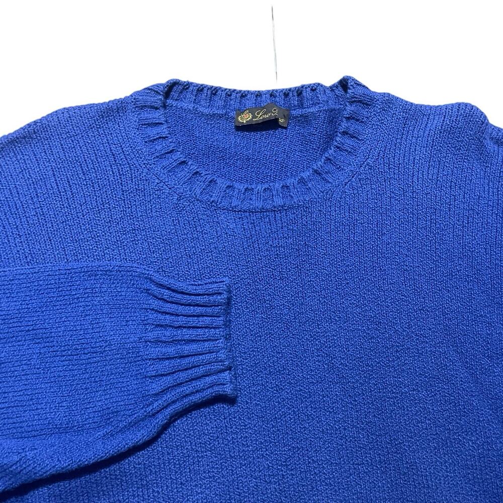 Loro Piana Sweater Mens XL/58 Blue Cotton Crewneck Knit Jumper Pullover Italy